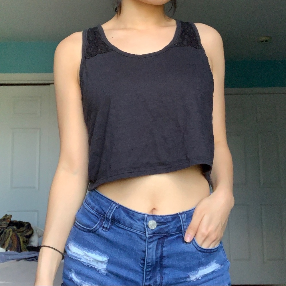 Delia’s Black Lace Cutout Racerback Tank